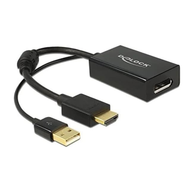 Detalle de Delock adaptador HDMI con alimentación USB a DisplayPort 1.2 (macho/hembra) 25 cm