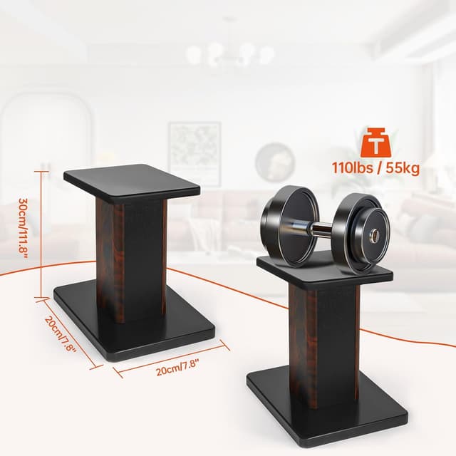 Detalle de OUUTMEE supporti per altoparlanti in legno da 30 cm (12 pollici) – stand HiFi robusti con base riempibile e pastiglie antiscivolo