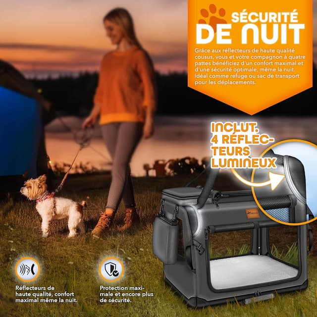 Thumbnail 6 de TRESKO Caisse de transport pliable XXL pour chiens et chats (92 x 63 x 63 cm) anthracite