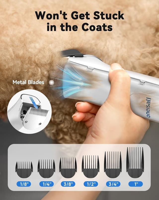 Detalle de oneisall Hundeschermaschine mit Staubsauger & Haartrockner, 2,5-L Staubbehälter, 7 Temperaturstufen (15000 Pa) – Profi Haustierpflegeset