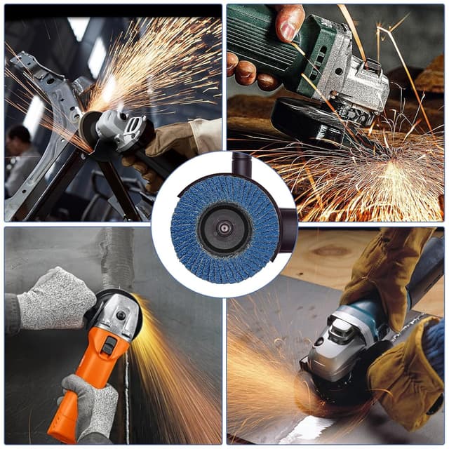 Detalle de 10er-Set Fächerscheiben Ø 76 mm (40 Korn) für Winkelschleifer – Lamellenschleifscheiben zum Entgraten, Entfernen von Rost und Farbe