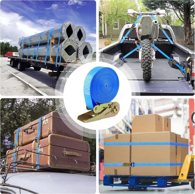 Thumbnail 6 de TLGREEN Confezione da 10 cinghie di ancoraggio con cricchetto da 6 m (25 mm), portata 800 kg, blu