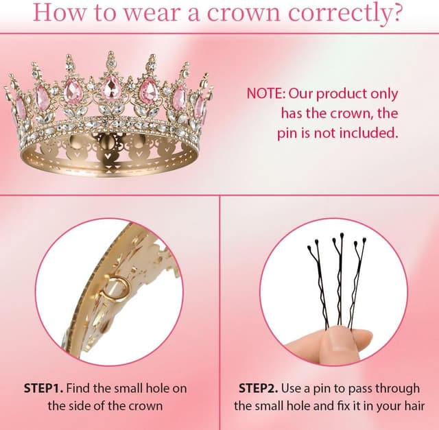 Thumbnail 4 de AOOSA Corona Regina Tiara di Strass 15 cm