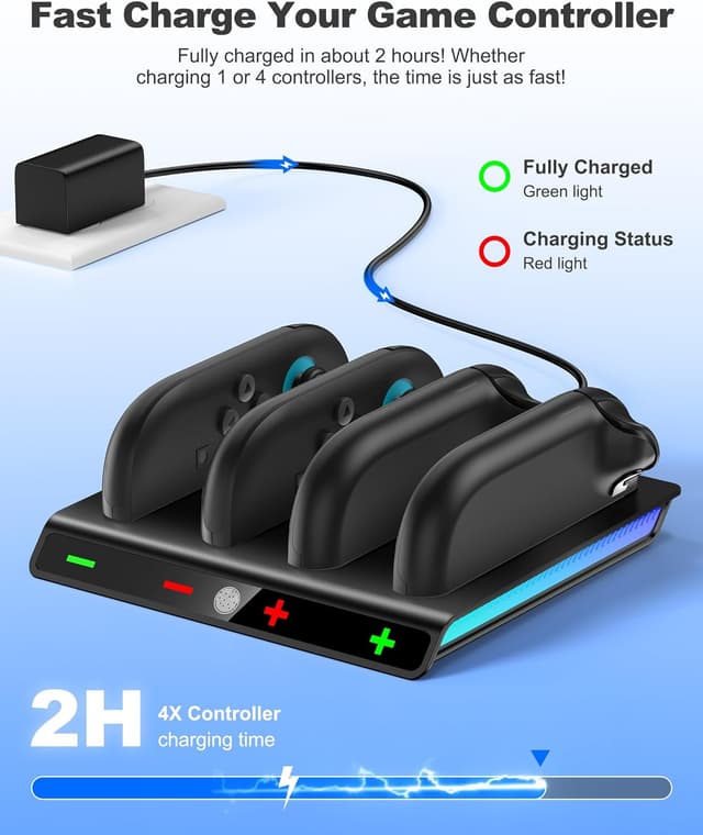 Detalle 2 de HELLCOOL Switch 2 Ladestation für 4 Controller
