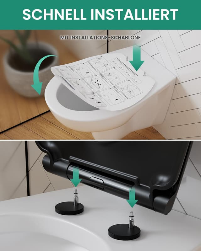 Detalle de ANYCEE Tavoletta WC universale in duroplast nero con chiusura ammortizzata e sgancio rapido