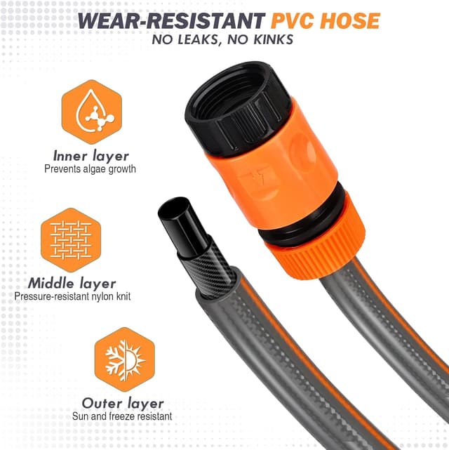 Detalle de Bietor Retractable Garden Hose Reel 30m + 2m (Wall Mounted) with 10-Pattern Nozzle, Auto Lock & Auto Rewind