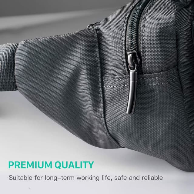 Detalle 2 de FREETOO Gürteltasche für Damen und Herren mit 6 Reißverschlusstaschen – wasserdichte Bauchtasche für Hundespaziergänge, Laufen & Reisen