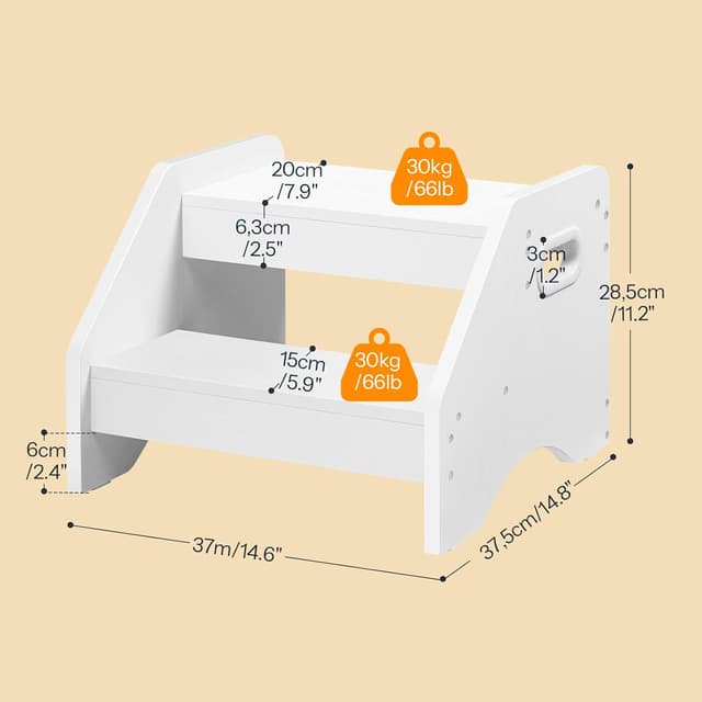 Detalle de HOOBRO Tritthocker Kinder EWT28JD01 – 2-stufiger Kinderhocker mit Griff und Anti-Rutsch-Pads