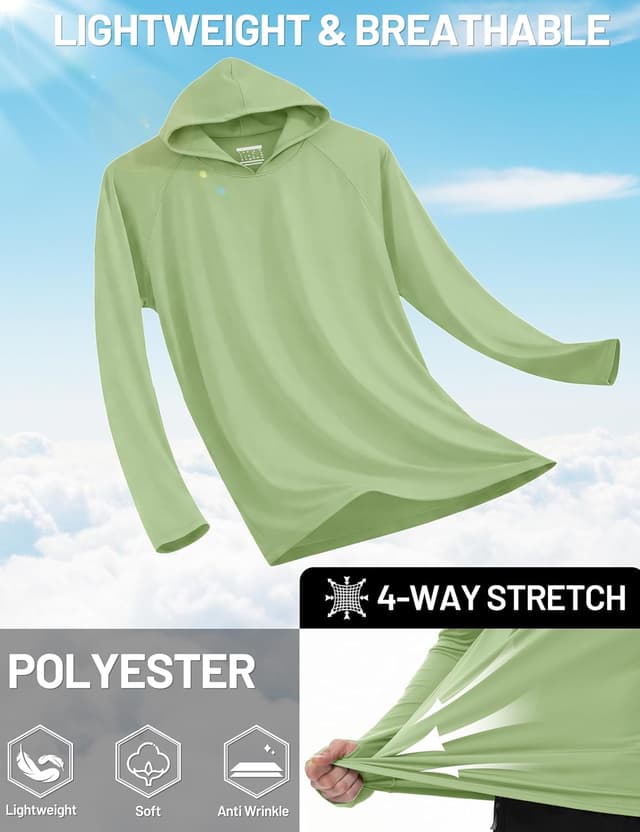 Detalle de TACVASEN Herren UV-Schutz Hoodie mit Kapuze und Daumenlöchern (UPF 50+)
