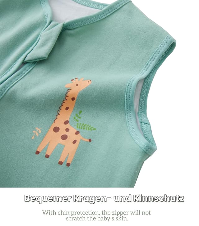 Detalle de Chilsuessy Baby-Schlafsack mit Beinen 1,5 Tog, 100% Baumwolle (Grün), 100 cm für 105–115 cm