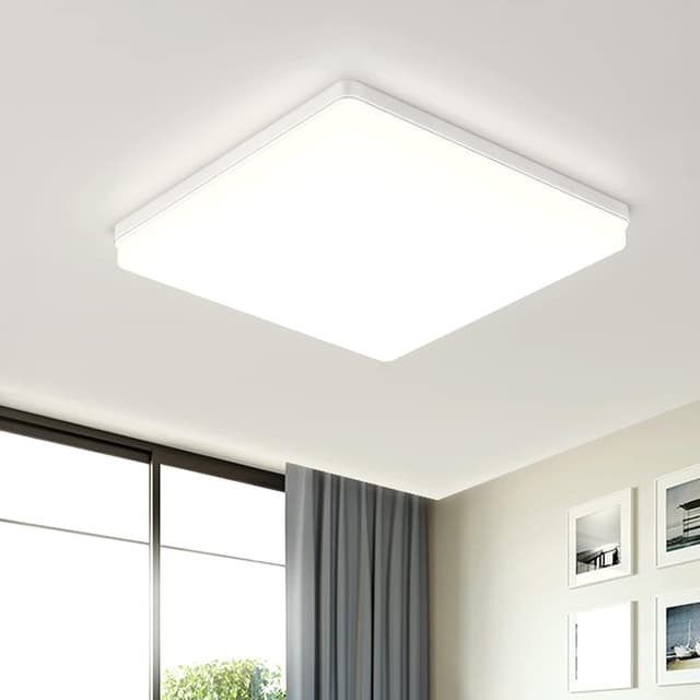 Detalle de EASY EAGLE Plafoniera LED da soffitto quadrata 48W, 4000K, 4800 lm, IP44 (Ø 30 cm)
