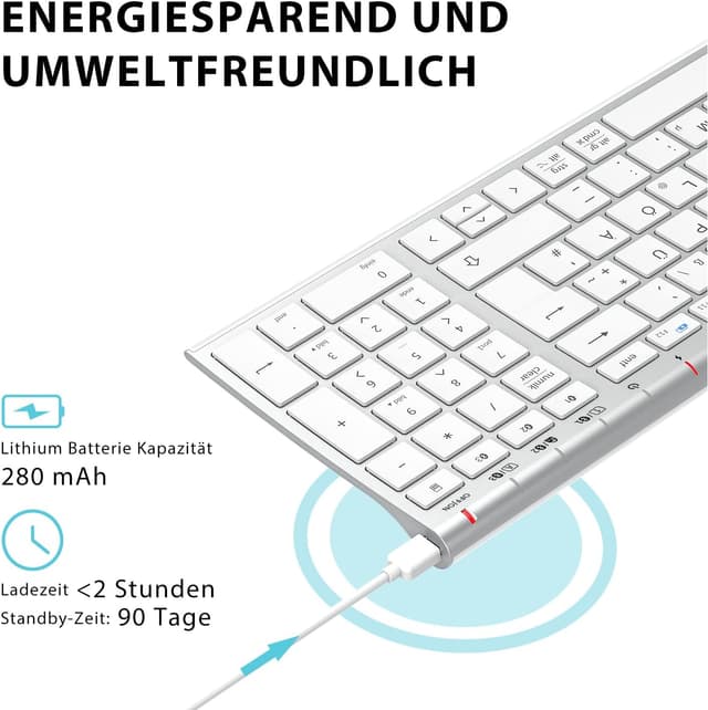 Detalle 2 de iClever BK10 Bluetooth Tastatur 3‑Geräte