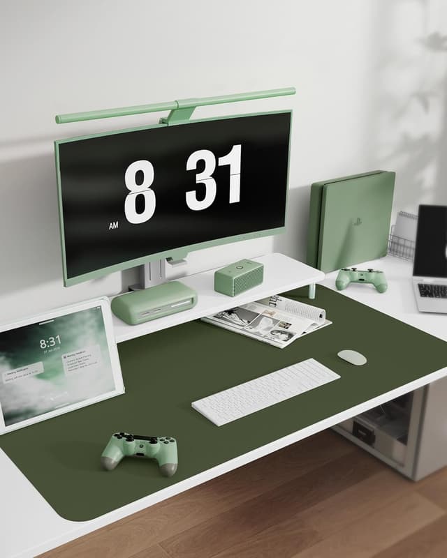 Detalle de MOLMO Non-Slip Desk Mat (Dark Green) – Waterproof desk pad & large mouse pad, 120 x 43 cm