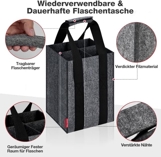 Detalle 2 de Eurhomewit Flaschentasche 4 Flaschen