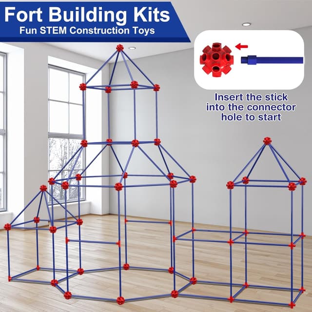 Detalle 2 de V-Opitos 180-Pack Fort Building Kits for Kids (STEM STEM-Style Building Toys, Ages 4–8+)