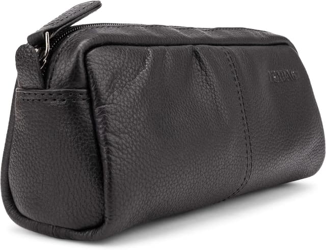 Detalle de LEABAGS Leder Federmäppchen (Fort Wayne) – großes Echtleder Stiftetui für Schule, Uni & Beruf