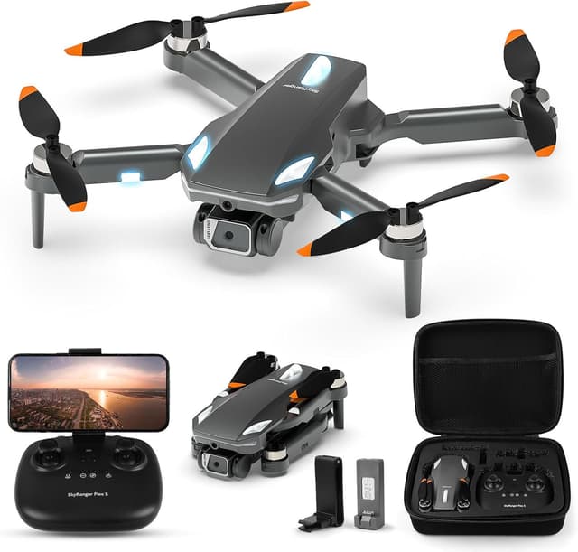Detalle de Drone con Telecamera 1080P RC pieghevole con motore brushless, decollo/atterraggio one-touch e 2 batterie (Black)