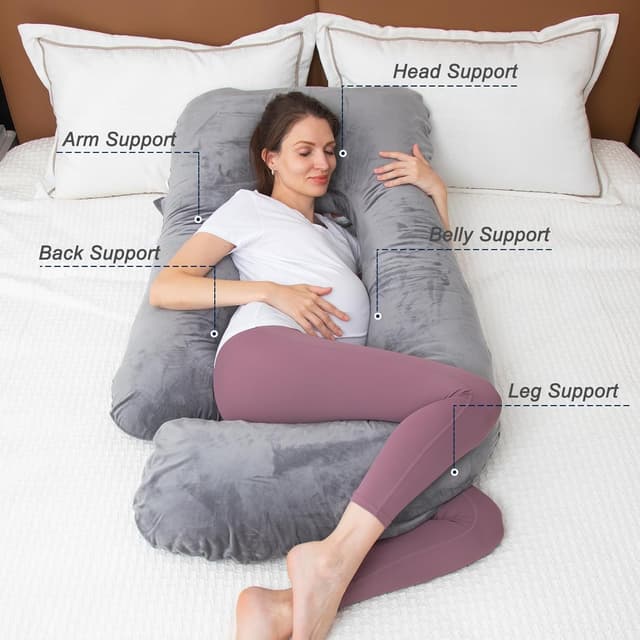 Thumbnail 6 de TaiBest Schwangerschaftskissen aus geschreddertem Memory-Schaum (U-Form) – Bauchunterstützung für die Schwangerschaft