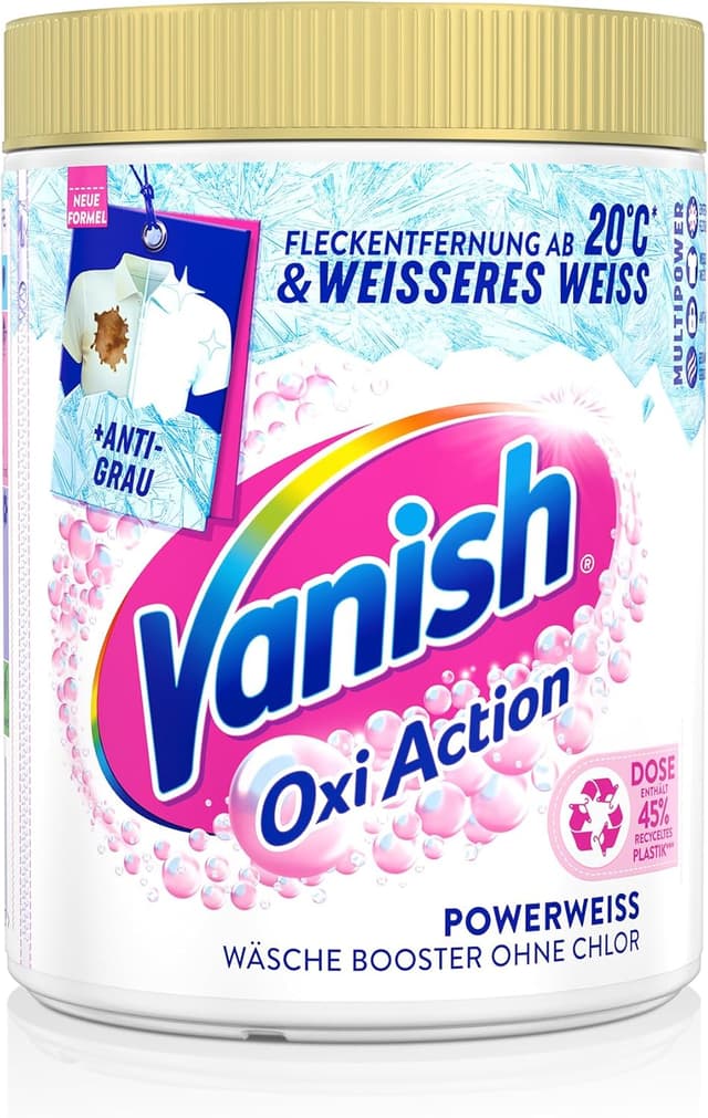 Detalle 2 de Vanish Oxi Action Powerweiß Pulver (1 x 1,125 kg) – Fleckenentferner und Wäsche-Booster ohne Chlor für weiße Wäsche