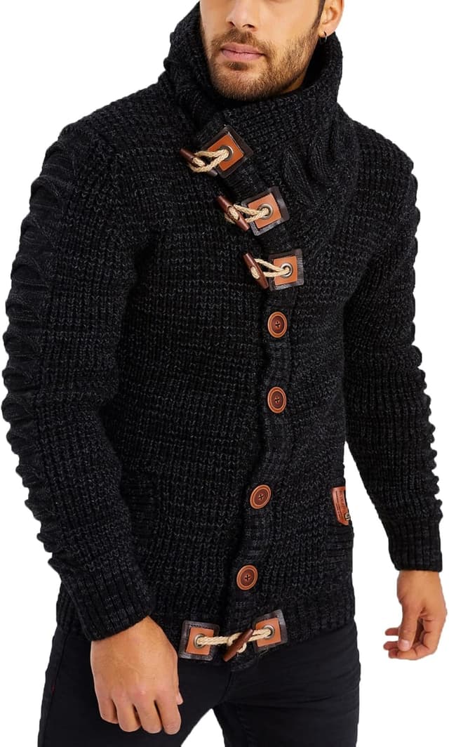 Detalle de LEIF NELSON LN5585 pull en tricot pour homme avec boutons