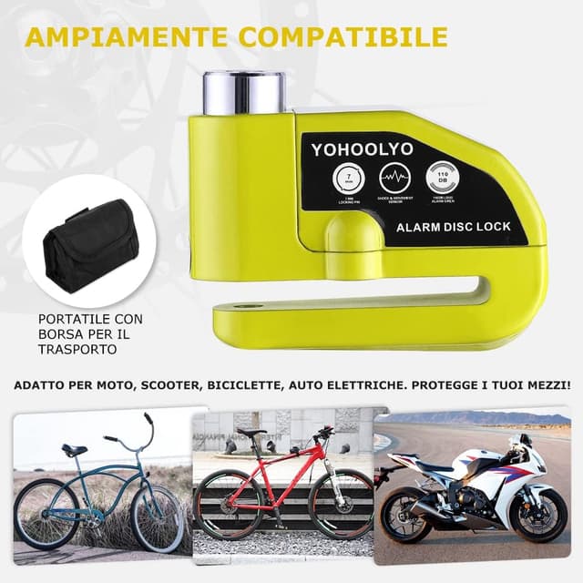 Thumbnail 6 de YOHOOLYO Bloccadisco moto con allarme 110 dB e promemoria 🔒