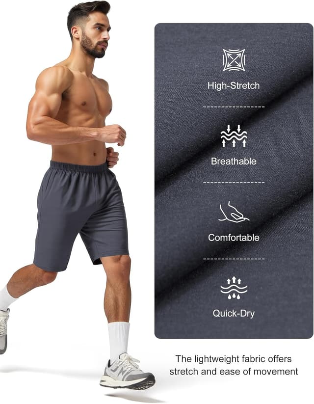 Detalle de Naarts Men’s Athletic Shorts 9'' Quick-Dry Workout Running Shorts with Pockets