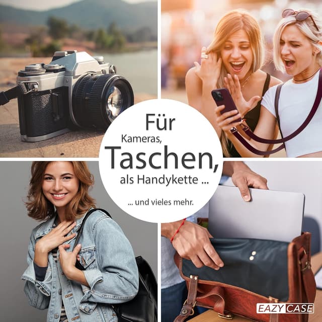 Detalle de EAZY CASE verstellbarer Taschengurt „Zig Zag“ – Ersatz-Schulterriemen für Hand- und Umhängetaschen, rot-braun mit Metallakzenten