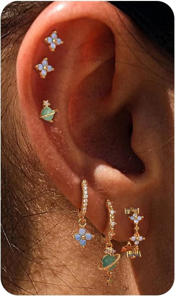 Detalle de BodyBonita 3 Paar Ohrringe Silber 925 Set fĂĽr Damen đź’Ť