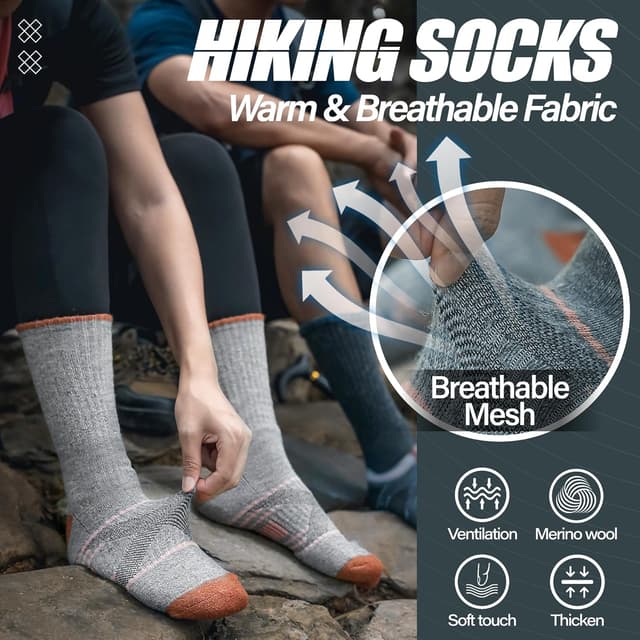 Thumbnail 6 de ANTSANG Merino Wool Walking & Hiking Socks (5-pack) – warm, cushioned moisture-wicking boot socks