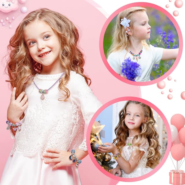 Detalle de Zelova Schmuckbastelsets (150-teilig) für Kinder ab 5 Jahren – Armbänder & Ketten zum Selbermachen