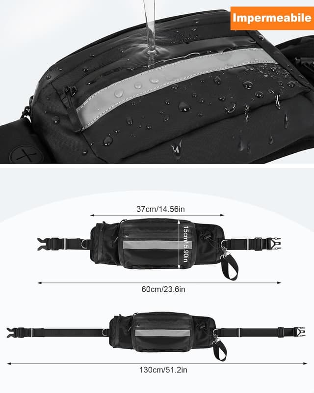 Thumbnail 6 de Razobws Borsa Porta Snack per Cani con dispenser integrato e bande riflettenti, marsupio impermeabile nero