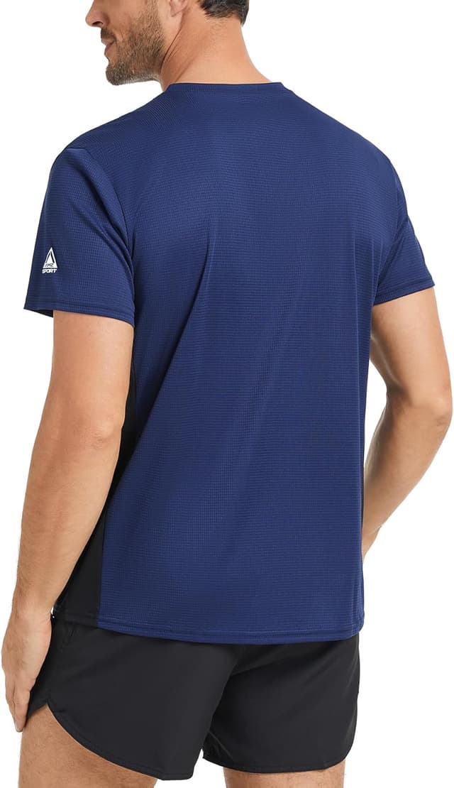 Detalle de AMZSPORT set da 1/3/5 t-shirt sportive da uomo traspiranti a girocollo
