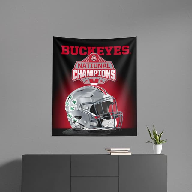 Detalle de Northwest 2024 NCAA College Football National Champions Ohio State Buckeyes Wall Hanging Tapestry (34 x 40 in)
