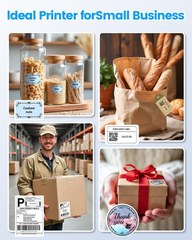 Detalle de ByteCintia Bluetooth Thermal Label Printer – Wireless 4x6 shipping labels for small business (White)