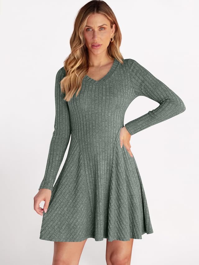 Thumbnail 6 de ANRABESS Women Ribbed V‑Neck Sweater Dress