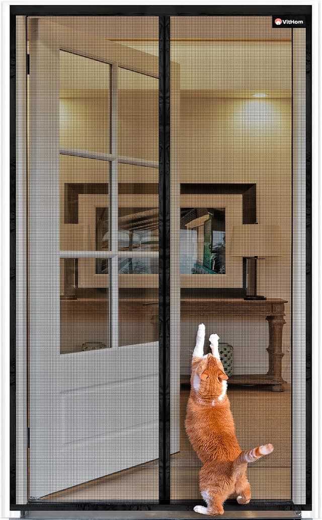 Detalle de LUXUS Fliegengitter Tür Magnet aus Glasfaser (110×210 cm) – ohne Bohren, mit verstärkten Magneten und Klettverschluss