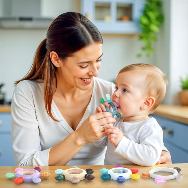 Thumbnail 6 de Anneau de dentition akolik avec hochet en silicone (sans BPA) pour bébés 3 à 12 mois