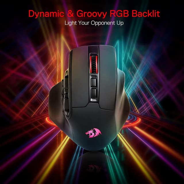 Detalle de Redragon M811 Pro Souris de jeu MMO sans fil : 15 boutons programmables et RVB