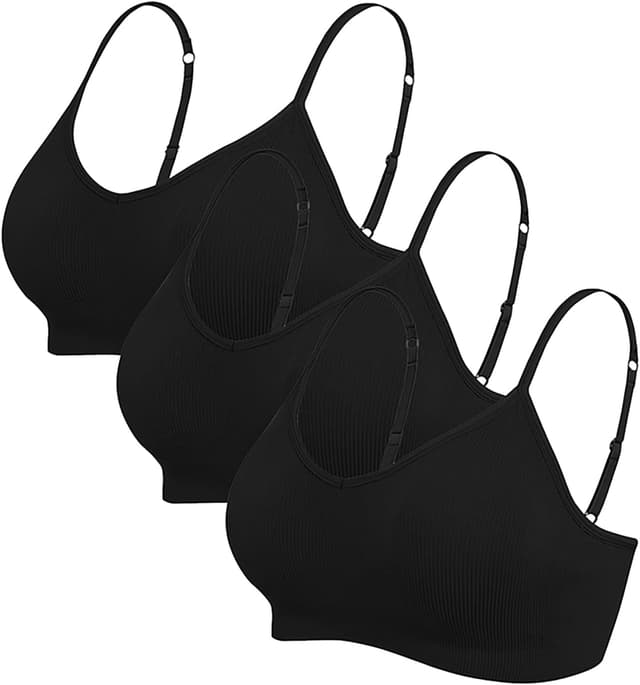 Detalle de Vertvie Damen 2er/3er/4er Basic-Wohlfühl-BH Set „Sport“ mit Spaghettiträgern, ohne Bügel (Low Support)