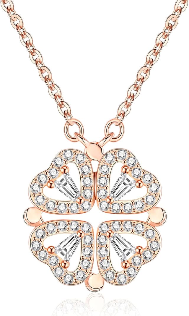 Detalle de Collier porte-bonheur Jrêveinfini Trèfle à 4 Feuilles en argent 925 pour femme et enfant