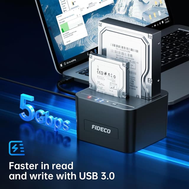 Detalle 2 de FIDECO Hard Drive Docking Station dual‑bay, USB 3.0