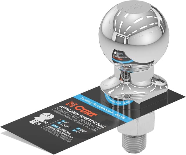 Detalle 2 de CURT 40097 Chrome ATV/UTV/Lawn Tractor Hitch Ball (2,000 lbs, 2-Inch Ball, 5/8 x 1-3/4 Shank)