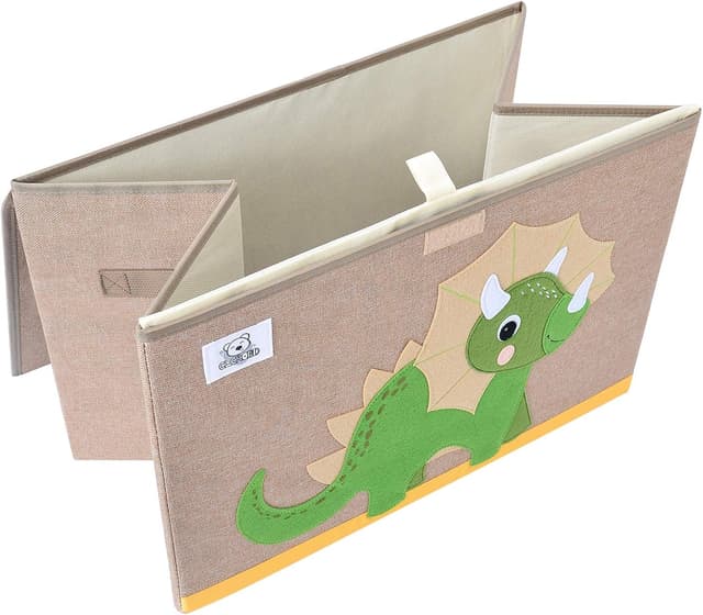 Detalle de CLCROBD Foldable Kids Large Toy Chest (Dinosaur) with Flip-Top Lid