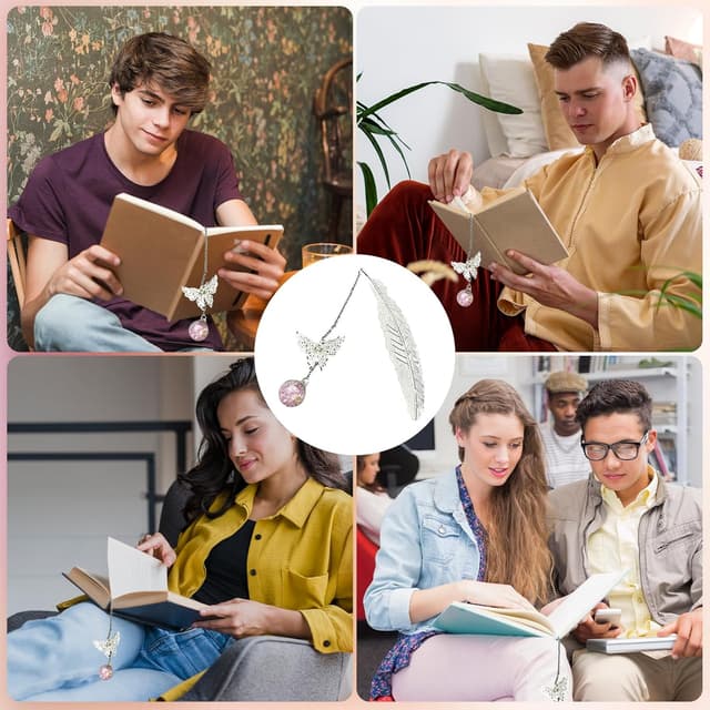 Thumbnail 6 de Bliceon Feather Bookmark with Butterfly Charm