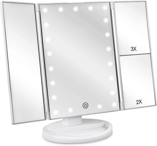 Detalle de deweisn Tri-Fold Lighted Vanity Mirror 3X ๐