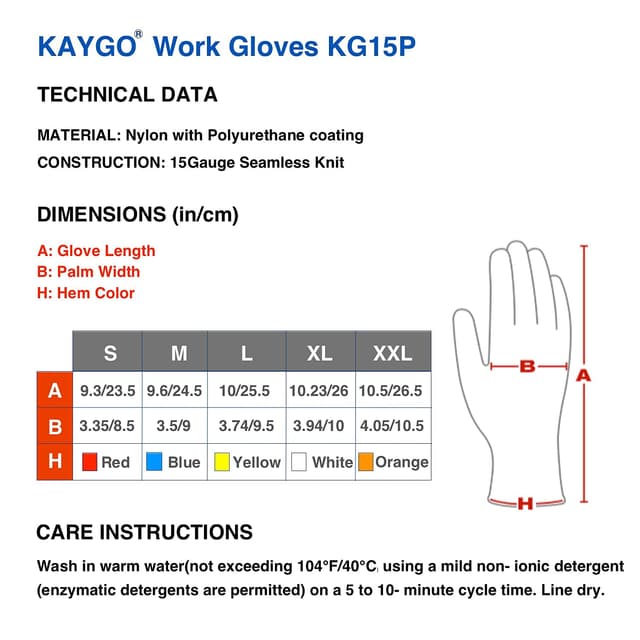 Detalle 2 de KAYGO KG15P thin work gloves: PU-coated touchscreen precision gloves (12 pairs)