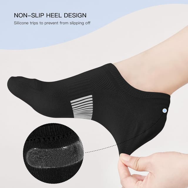 Detalle 2 de BUDERMMY Trainer Socks for Women – No-show ankle socks (5 pairs), non-slip cotton sports & casual
