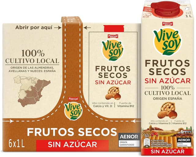 Detalle de Vivesoy Bebida Vegetal de Avena Sin Azúcar 100% Cultivo Local (Pack 6 x 1L)