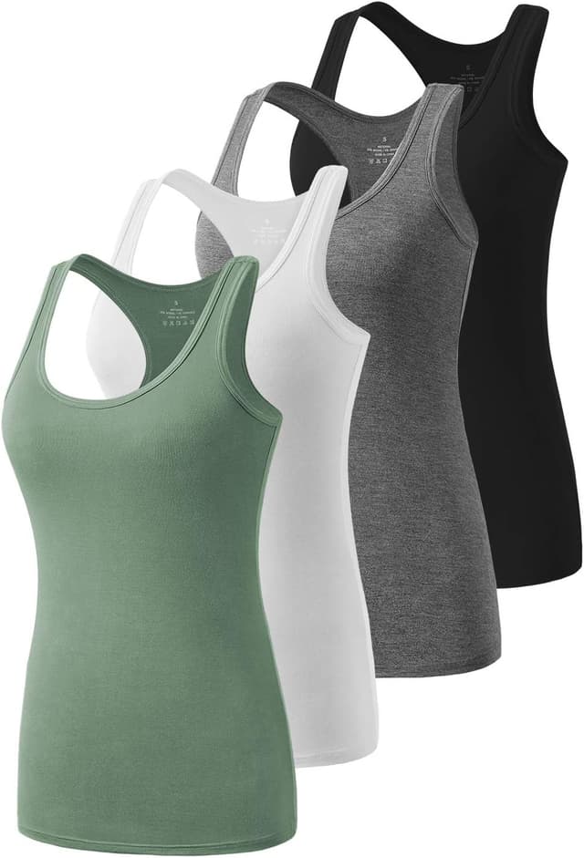 Detalle 2 de Ymmchy Workout Tank Top Damen im 4er-Pack mit Racerback-Design