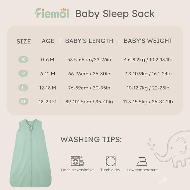 Detalle 2 de FIEMOL Baby-Schlafsack 12-18 Monate 0,5 Tog